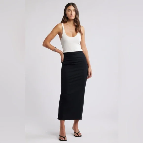 Open Edit Smooth Edit Maxi Skirt Size Small Black New With Tags - Picture 2 of 8